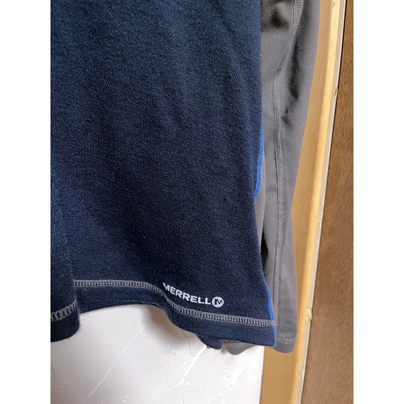 Merrell Men's XL Quarter Zip Pullover Long Sleeve Shirt Blue Gray Performance - Picture 2 of 5
